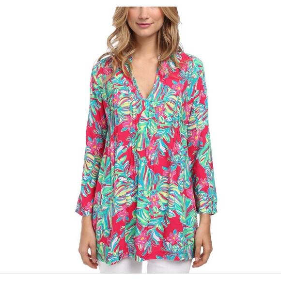 LILLY PULITZER Sarasota Pintuck Tunic in Jungle Tumble - Picture 8 of 16